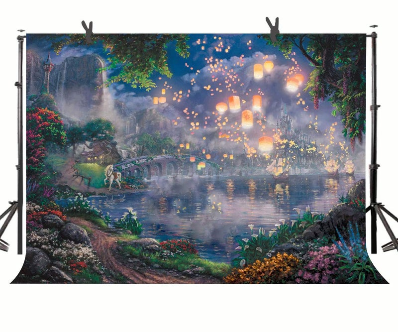 SSCSTS Fairy Tale Prince Beauty Backdrop 9x6ft Palace Castle Garden Lake Lantern Romantic Dating Girl Princess Birthday Party Photography Background Photo Studio Prop Wallpaper LYST910 - Image 3